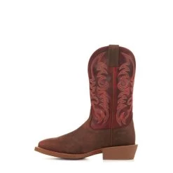 Justin Men's Stampede Brown And Red Wide Square Toe Cowboy Boots -Justin Sale Shop JUSE7610 3