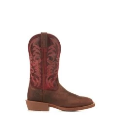 Justin Men's Stampede Brown And Red Wide Square Toe Cowboy Boots -Justin Sale Shop JUSE7610 5