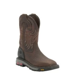 Justin Men's Vibram Commander X5 Driscoll Mahogany Brown Square Toe Work Boot
