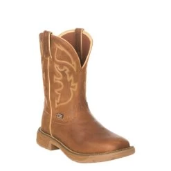 Justin Men's Rush Stampede Rustic Tan Waterproof Square Steel Toe Work Boot