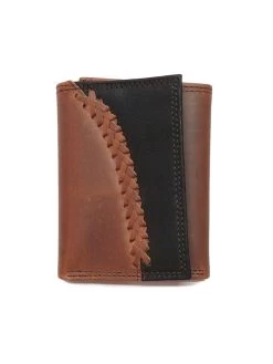 Justin Tri-Fold 2 Tone Black Brown Leather Wallet 1920568W4