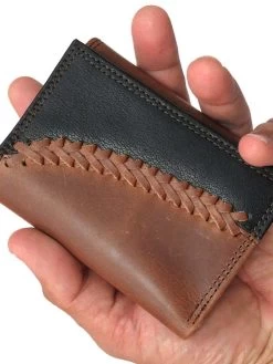 Justin Tri-Fold 2 Tone Black Brown Leather Wallet 1920568W4 -Justin Sale Shop Justin 1920568W4 4