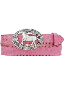 Justin Sale Shop 51 Justin C30201 Kids Lil Beauty Leather Belt With Horse Buckle Pink