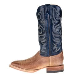 Justin Boots Mens' Vintage Tan Smooth Ostrich 13in. Navy Top Square Toe Boot -Justin Sale Shop P00654 2