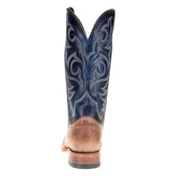 Justin Boots Mens' Vintage Tan Smooth Ostrich 13in. Navy Top Square Toe Boot -Justin Sale Shop P00654 3