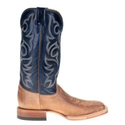 Justin Boots Mens' Vintage Tan Smooth Ostrich 13in. Navy Top Square Toe Boot -Justin Sale Shop P00654 4