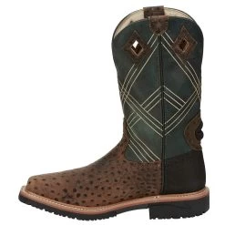 Justin Boots Men's Stampede Hybred Dalhart Brown Ostrich Print Nano Composite Waterproof Work Boot -Justin Sale Shop SE4217 2