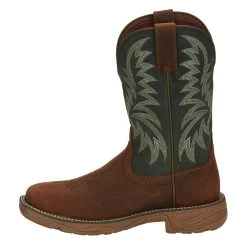 Justin Boots Men's Pecan Brown Water Buffalo 11 Forest Green Top Work Boot -Justin Sale Shop SE7401 3