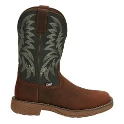 Justin Boots Men's Pecan Brown Water Buffalo 11 Forest Green Top Work Boot -Justin Sale Shop SE7401 5