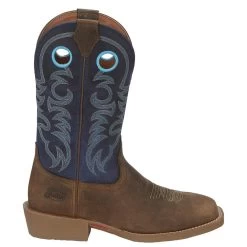 Justin Boots Men's Stampede Peanut Tan 12in Yale Blue Top Square Toe Boot -Justin Sale Shop SE7611 5