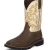 Justin Boots Justin Mens Stampede Sq Toe White Work Boot -Justin Sale Shop TE013825