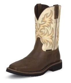 Justin Boots Justin Mens Stampede Steel White Work Boots
