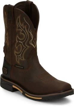 Justin Boots Justin Mens Stampede Joist WP Sq Toe Boots -Justin Sale Shop TE018312 02