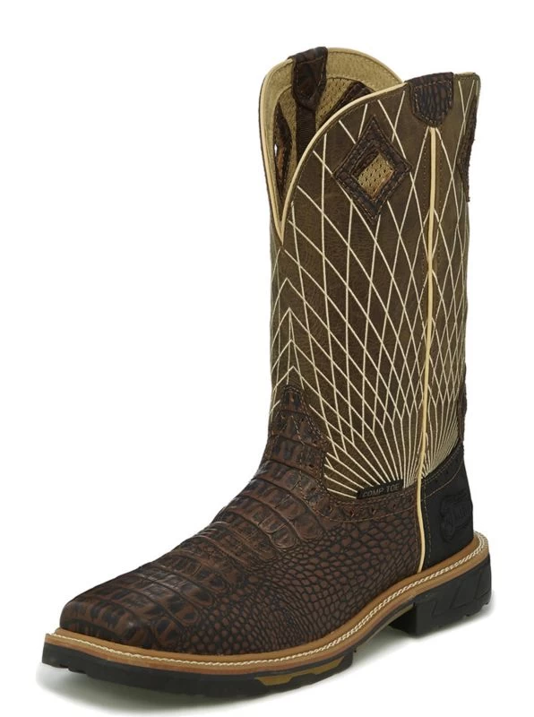 Justin Boots Justin Mens Derrickman Comp Croc Work Boots 3 Justin Boots Justin Mens Derrickman Comp Croc Work Boots