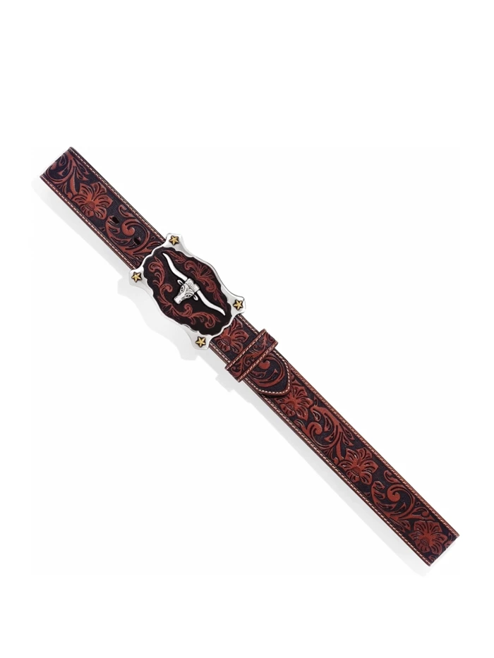 Justin C11194 Mens Classic Longhorn Leather Belt Brown 5 Justin C11194 Mens Classic Longhorn Leather Belt Brown - Image 3