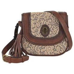 Justin Burnished With Lace Overlay Saddle Bag