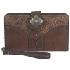 Justin Women's Tooled Pattern With Conchos Slim Wallet