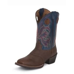 Justin Sale Shop 18 Justin Boots Justin Kids Stampede Collection Dark Brown Rawhide Vamp Blue Jean Dusty Upper Boot 2520JR