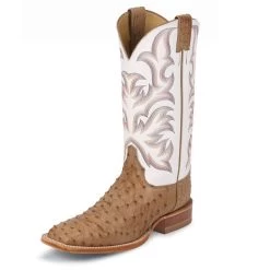 Justin Sale Shop 6 Justin Boots Justin AQHA Remuda Series Antique Tan Vintage Full Quill Ostrich 13" White Cowhide Upper 8572