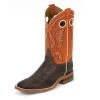 Justin Boots Justin Mens' Bent Rail Collection Chocolate Burnished Cow Vamp 11" Light Orange Classic Upper BR314