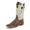 Justin Boots Justin Bent Rail Collection Chocolate Burnished Cow Vamp 11" Ivory Tumbled Cowhide Upper BR313 -Justin Sale Shop n5281940412013539332 2 9